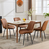Lot de 2 Chaise Salle à Manger en vrai cuir,Chaise de cuisine Scandinave avec Siège rembourrée & Pieds en métal,Chaise à manger sans accoudoirs pour Salle à Manger,Cuisine,Salon(87X61X54CM,Brun)