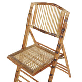 Lot de 4 Chaises de Salle à Manger Pliantes en Bambou Naturel et Rotin Parfaites pour Salon ou Cuisine au Style Boho Rustique et Colonial Beliani