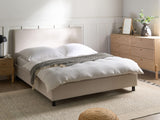 Lit Double en Tissu Beige 160 x 200 cm Confortable et Elégant pour Chambre au Style Moderne ou Scandinave Beliani
