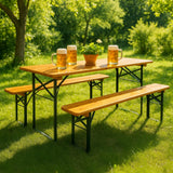 Stagecaptain BBT-117 Hirschgarten Table de Jardin 117 cm - Table de Brasserie Robuste et Courte (117 cm de Long) - Surface laquée - Pliable - Facile à Ranger et à Transporter