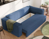GREKPOL Sofa 240x105 cm - Canapé 3 Places Velours Côtelé - Bleu Canapé Convertible 3 Places avec Dossier rembourré