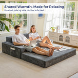 MAXYOYO Canapé-Lit Pliant, Méridienne en Velours Côtelé, Sofa Convertible avec Porte-Gobelet et Coussin, Canapé-Lit de Compression pour Salon, Chambre ou Chambre d'amis