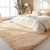 Homaxy Tapis Moelleux à Poils Longs - Dessous antidérapant - Lavable - pour Le Salon, la Chambre d'enfant, la Chambre à Coucher - 160 x 220 cm, Beige