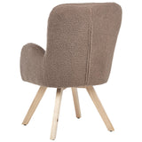 Beliani Fauteuil Moderne en Bouclé Pieds en Bois Rembourrée avec Accoudoirs Marron Bjarn
