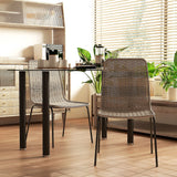 HOMCOM Lot de 2 chaises de Salle à Manger élégantes Chaise de Cuisine Chaise rotin piètement Acier, pour Salle à Manger, Salon, Cuisine