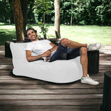 Ecopuf Master | Pouf Fauteuil de Jardin Chaise Longue | Pouf d'extérieur XXL en Polyester imperméable | Pouf Poire avec Poche latérale | Pouf Exterieur Dim 115 x 65 x 60