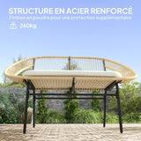 Outsunny Banc de Jardin 2 Places Style Acapulco, Banc Extérieur en Acier avec Dossier et Coussin, Banquette de Jardin pour Balcon Terrasse Patio, 126 x 72 x 83 cm, Kaki