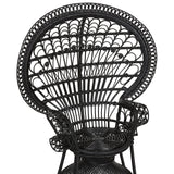 Beliani Fauteuil Style Bohème avec Coussin Assorti en Rotin Noir Emmanuelle