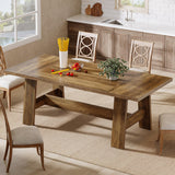 Tribesigns Grande table de salle à manger rectangulaire pour 6 à 8 cm, table de cuisine rustique avec cadre robuste, meubles de salle à manger rectangulaires pour salon, cuisine