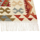 Tapis Kilim Multicolore en Laine 80 x 150 cm avec Frange Oriental Fait Main Oshakan