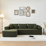 Galyar Canapé Modulaire Chic avec Méridienne – Moderne, en Mousse Compressée, Livraison en Carton, sans Montage (Bouclé Vert Anglais, Chaiselongu Droite)