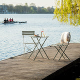 Vanage Bistro Salon de Balcon Gris avec Table & chaises Pliables Vert foncé