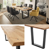 Stella Trading Benny Mini chêne Massif – Table à Bord d'arbre de qualité supérieure avec Structure en métal Noir pour Votre Salle à Manger – 180 x 75 x 100 cm