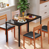 HOMCOM Table à Manger rectangulaire pour 4 Personnes, 120 x 60 x 75 cm, Table de Cuisine avec Plateau en Verre trempé et Pieds en métal, Style Moderne, Noir