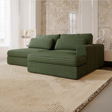Mobilier-Deco Ayda - Canapé d'angle Convertible avec Coffre en Velours Gros côtelé Vert - Angle Droit