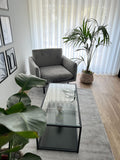 Table Basse Rectangulaire en Verre et Métal Noir avec Plateau de Rangement en Imitation Bois Noir Design Minimaliste pour Salon Moderne Beliani