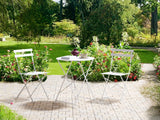 Salon de Jardin Bistrot Table et 2 Chaises en Acier Blanc Pliable avec Patins Fiori