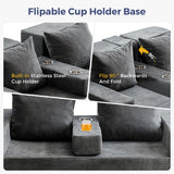 MAXYOYO Canapé-Lit Pliant, Méridienne en Velours Côtelé, Sofa Convertible avec Porte-Gobelet et Coussin, Canapé-Lit de Compression pour Salon, Chambre ou Chambre d'amis