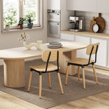 HOMCOM Lot de 2 chaises de Salle à Manger chaises de Cuisine Modernes avec Pieds en Acier et Dossier incurvé pour Salle à Manger, Chambre, Salon, Effet Bois Naturel