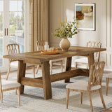 Tribesigns Grande table de salle à manger rectangulaire pour 6 à 8 cm, table de cuisine rustique avec cadre robuste, meubles de salle à manger rectangulaires pour salon, cuisine