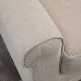 HOMCOM Canapé 3 Places en Tissu Velours côtelé, canapé Salon, 197 cm, avec accoudoirs et Dossier rembourrées, canapé avec 2 oreillers, Pieds en Bois Massif de pin, pour Salon, Chambre, Bureau, Beige