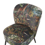 Beliani Fauteuil Bas sans Accoudoirs en Tissu Vert avec Imprimé Jungle Multicolore Rembourrage Épais et Confort Optimal pour Salon Rétro et Moderne