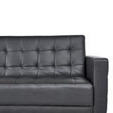 Canapé Convertible 3 Places en Cuir PU Noir Elégant Capitonnage Décoratif Aberdeen