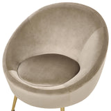 Beliani Fauteuil en Velours Taupe et Métal Forme Ronde Rembourré en Mousse Style Elégant Langa