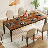 Tribesigns Table de Salle à Manger Industrielle 200x70x75 cm, Table de Cuisine pour 6-8 Personnes, Rectangulaire pour Cuisine, Salon, Marron Rustique