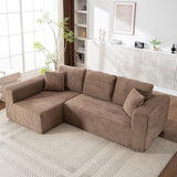 Yihomfy Canapé d'angle Modulable,Canapé-lit Convertible,Canapé Nuage sans Montage avec Assise Profonde,Canapé Moderne en Forme de L pour Salon (Marron)