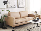 Beliani Canapé Fixe 3 Places en Cuir PU Beige Confort Optimal pour Salon au Design Moderne
