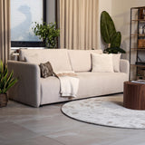 Mobilier-Deco CELSY - Canapé 3 Places Convertible avec Coffre en Tissu Beige