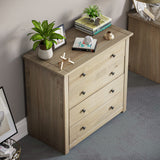 Vida Designs Panama Commode de Chambre en pin ciré Massif à 4 tiroirs, Bois, Naturel
