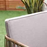Outsunny Ensemble salon de Jardin 4 pièces canapé 2 Places + 2 fauteuils + 1 Table Basse Plateau Verre trempé 8 Coussins - métal et résine tressée - Beige