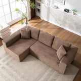 Yihomfy Canapé d'angle Modulable,Canapé-lit Convertible,Canapé Nuage sans Montage avec Assise Profonde,Canapé Moderne en Forme de L pour Salon (Marron)