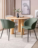 Set de 2 Chaises de Repas Rembourrées avec Accoudoirs Design Rétro en Tissu Polyster Vert Foncé Mason