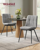 VASAGLE Lot de 2 Chaises Salle à Manger, Chaise de Cuisine Rembourrée, Chenille, Jusqu’à 120 kg, Double Coussin, Pieds en Métal, Moderne, pour Salle à Manger, Cuisine, Gris Tourterelle KDC151G01