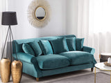 Canapé Fixe 2 Places en Velours Bleu Foncé avec Pieds en Bois et Rembourrage Moelleux pour Salon Design Glamour Beliani