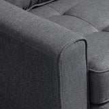 HOMCOM Canapé Convertible 2 Places canapé-lit avec Dossier capitonné, Coussins et Matelas Pliable au Sol, canapé en Tissu Effet Lin pour Salon, Chambre d'amis, 147,5 x 75 x 85 cm, Gris