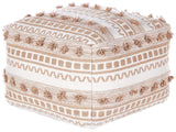 Pouf Carré en Coton Beige 50 x 50 cm Remplissage à Billes Polystyrène Karaw