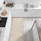STORESDECO Tapis Vinyle Premium Haute de Gamme, Antidérapant Lavable résistant imperméable Tapis Salon Chambre Cuisine Couloir Exterieur terrasse Salle de Bain Vagues Blanches 160x230 cm
