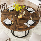 Tribesigns table ronde pour 4 personnes, table de salon et cuisine rond avec base en métal, 120 cm manger