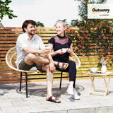 Outsunny Banc de Jardin 2 Places Style Acapulco, Banc Extérieur en Acier avec Dossier et Coussin, Banquette de Jardin pour Balcon Terrasse Patio, 126 x 72 x 83 cm, Kaki