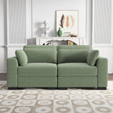 MIOOSUT Canape 2 Places Convertible, Canapé Moderne, Canapé Modulable, Meuble Rembourré Design Moderne, avec Coussin, Tissu Velours Côtelé, Salon (Vert, 2 Places)