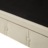 Canapé 3 Places en Tissu Beige Assise Rembourrée Large Dossier Points Chesterfield