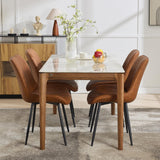 Lot de 2 Chaise Salle à Manger en vrai cuir,Chaise de cuisine Scandinave avec Siège rembourrée & Pieds en métal,Chaise à manger sans accoudoirs pour Salle à Manger,Cuisine,Salon(87X61X54CM,Brun)