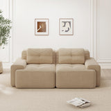 Yihomfy Canapé 2 Places Modulaire Désossé, Loveseat Small Canapé avec 2 Coussins, Confortable Velours Côtelé Cloud Canapé de Salon, sans Montage (Beige, 2 Sièges)