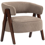 HOMCOM Fauteuil de Salon en Tissu Bouclette, Chaise rembourrée, Assise Large, Dossier Ergonomique, accoudoirs, Pieds en Bois Massif et Structure en Acier, Fauteuil de Chambre, Salon, Bureau, Marron