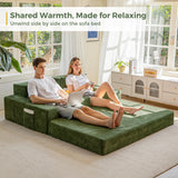 MAXYOYO Canapé-Lit Pliant, Méridienne en Velours Côtelé, Sofa Convertible avec Porte-Gobelet et Coussin, Canapé-Lit de Compression pour Salon, Chambre ou Chambre d'amis