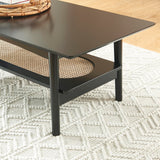 BAÏTA Table Basse Anatole Noir et cannage rotin